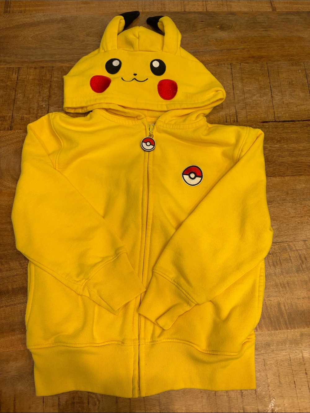 Pokemon Pikachu Yellow Hoodie with Ear Hood & Poké Ball Details